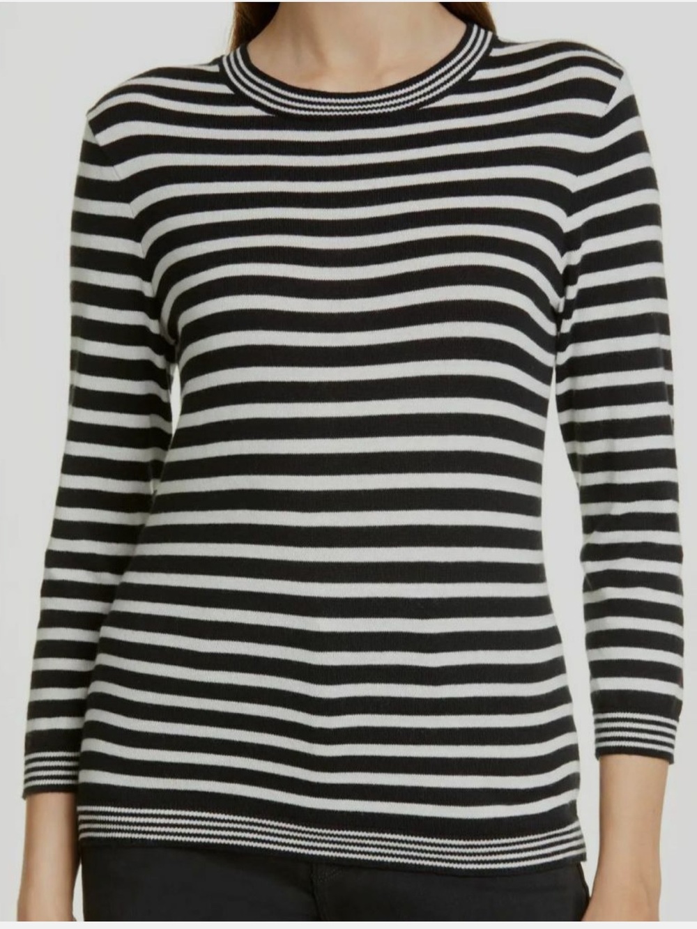 Frame Black & White Striped Crewneck Sweater Cotton Cashmere Medium